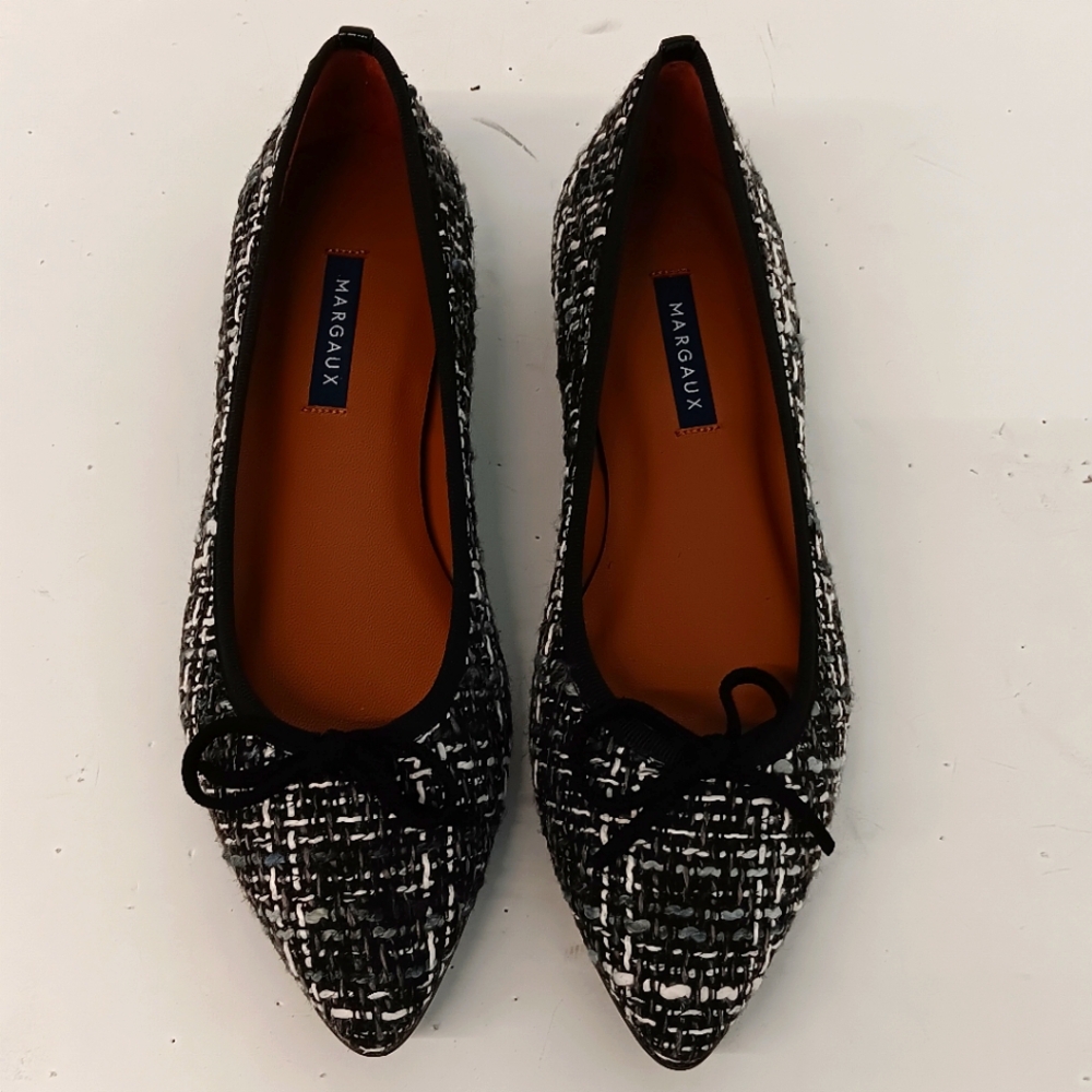 NEW Margaux Women's The Point Black/White Tweed Flats - EU39/US9 - Picture 3 of 14
